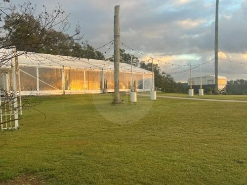 Marquee, bar caravan & festoon lights