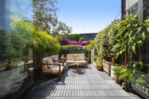 outdoor area pool backyard garden established