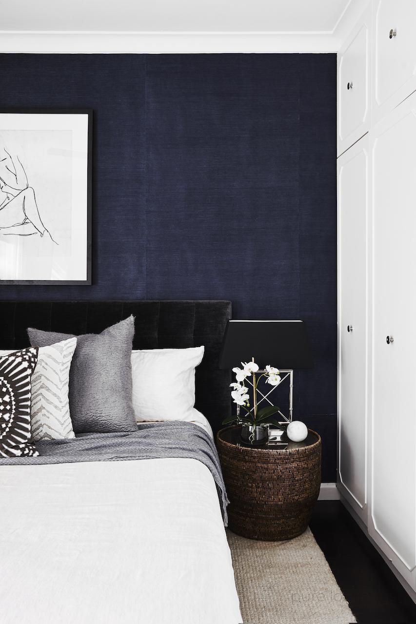 Wallpaper, Navy bedroom, master bedroom
