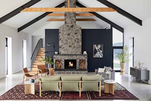 Location house for photoshoots in Sydney with stone fireplace