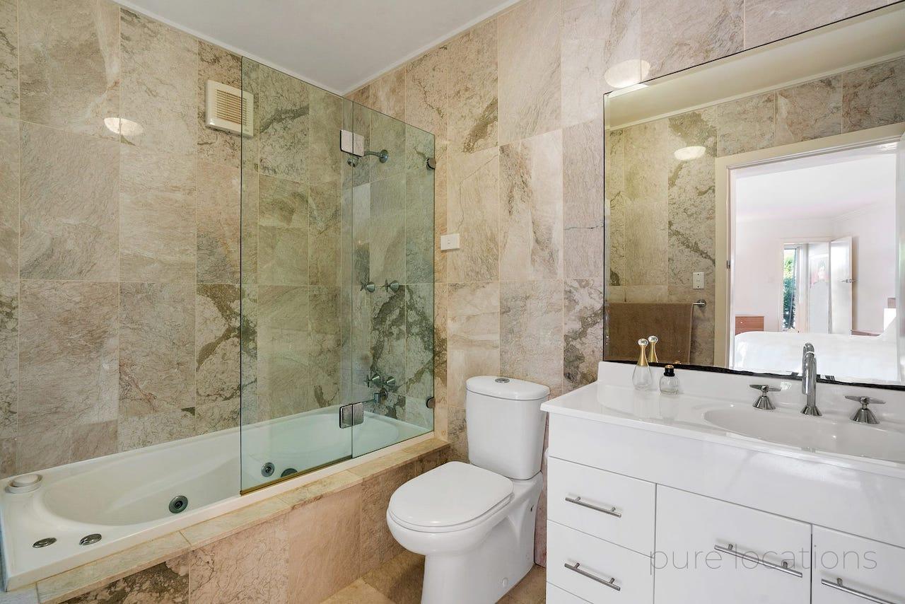 Stone tile bathroom design, Sydney bathroom for television commercials