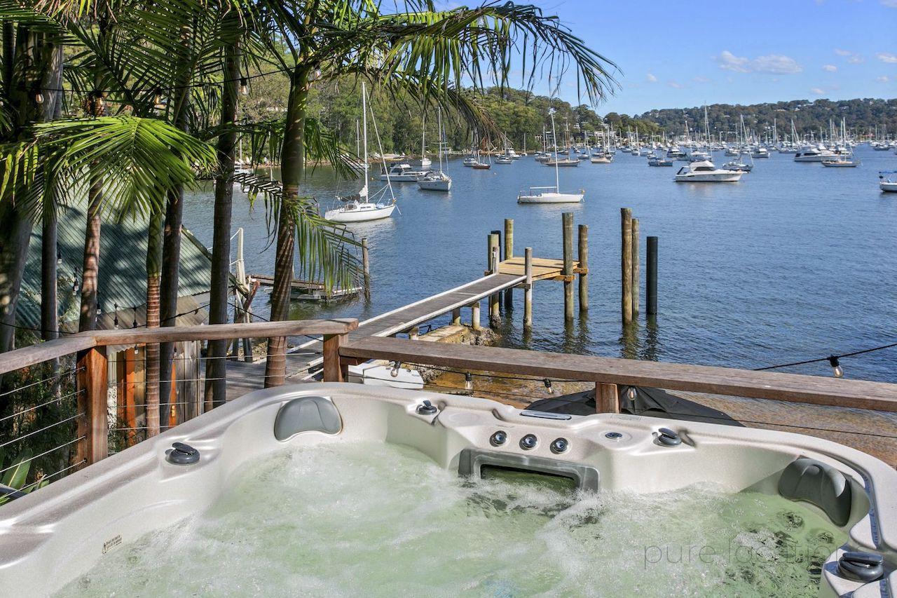 Outdoor spa location with water views Sydney