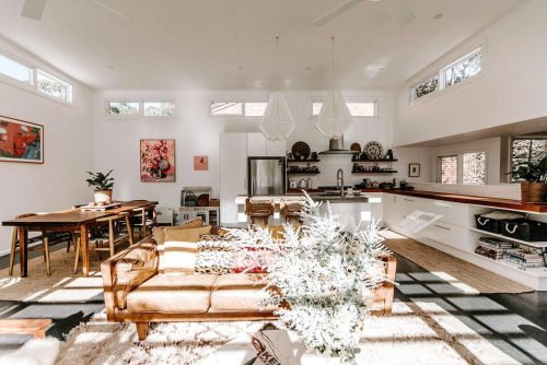 kitchen living room dining space
