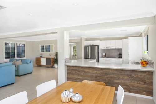 kitchen living room dining space