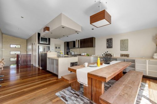 kitchen dining space laundry