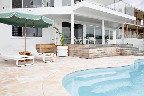 outdoor area pool facade driveway garage backyard