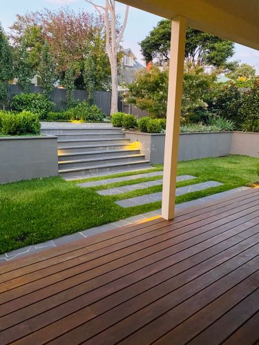 backyard garden established pool