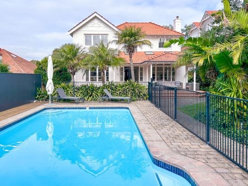pool backyard garden established