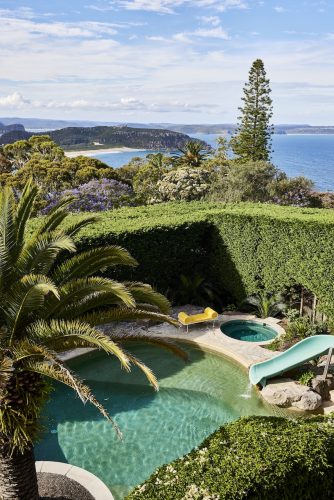 pool backyard garden established