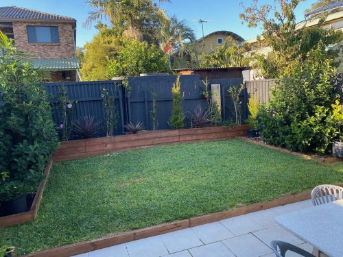 backyard garden established pool