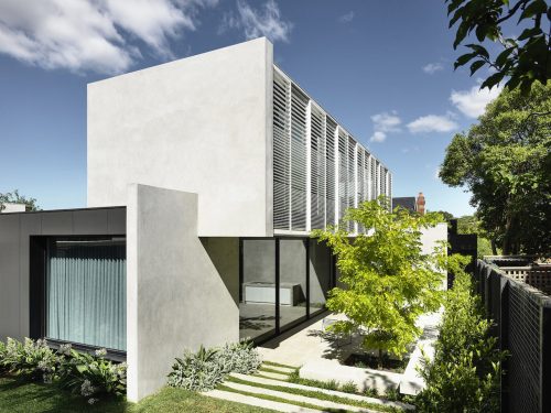 facade garage driveway garden established