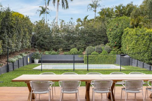 backyard garden established pool