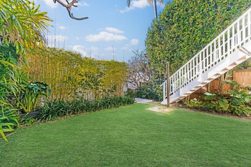 backyard garden established pool