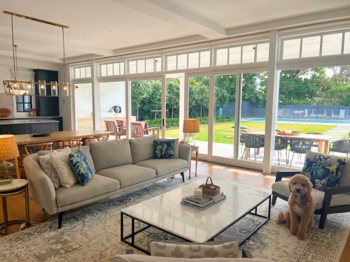 living room outdoor area pool
