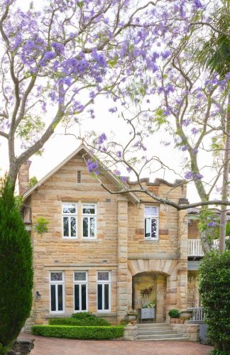 facade garage driveway backyard garden established pool