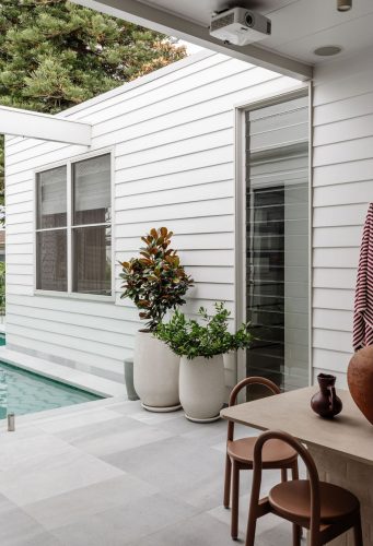 Pool backyard garden established