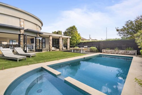 pool driveway garage facade