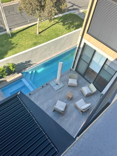 backyard garden established pool