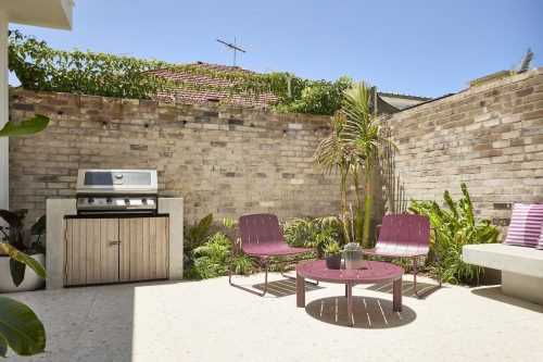 backyard pool garden established