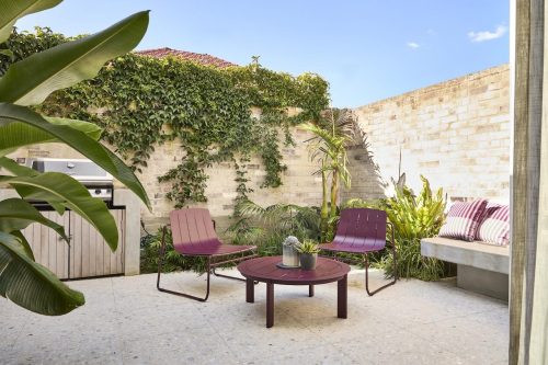 backyard pool garden established
