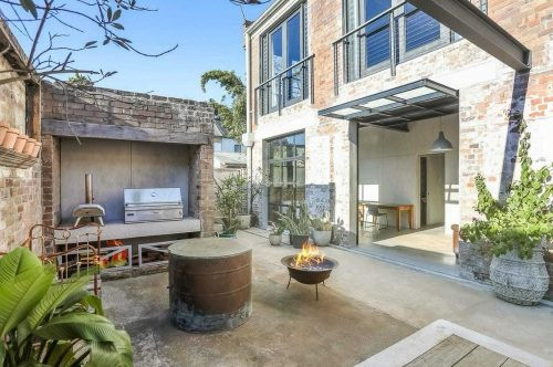 facade garage driveway backyard garden established