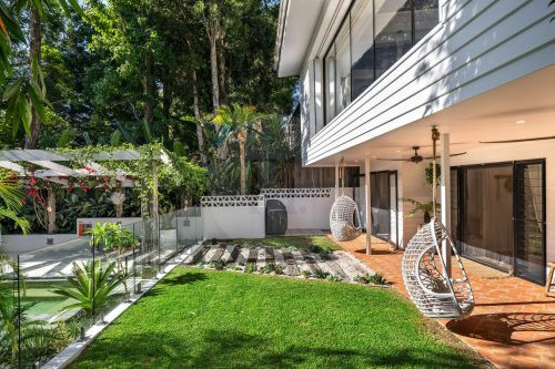 backyard outdoor area garden established