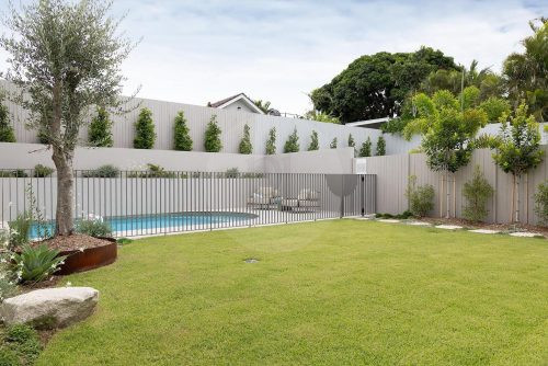 backyard garden established facade