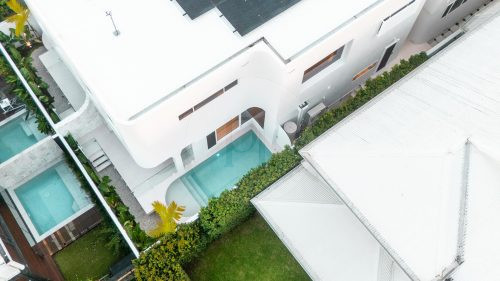outdoor area pool backyard garden established