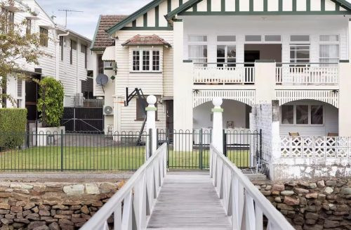 facade garage driveway backyard garden established pool
