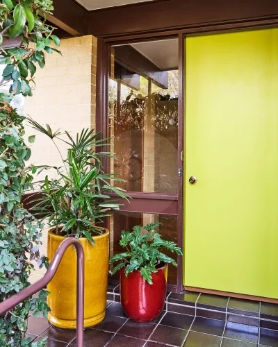 outdoor area facade garage driveway backyard garden established pool
