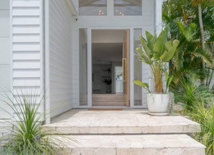 garden established facade garage driveway