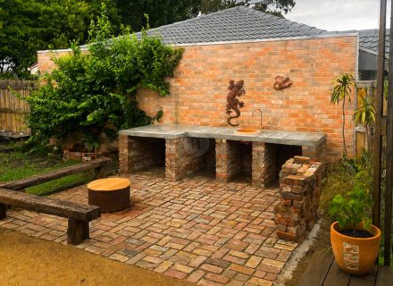 backyard garden established pool