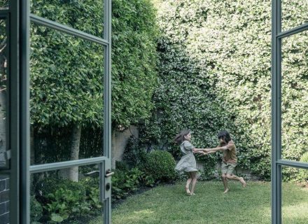 backyard garden established outdoor living pool