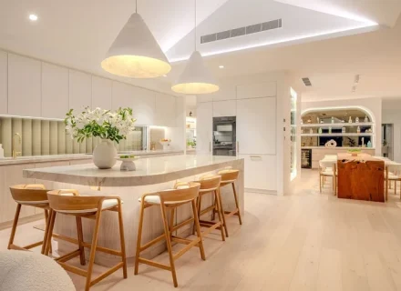 kitchen dining space laundry