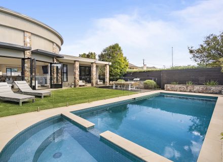pool driveway garage facade