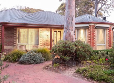 facade garage driveway backyard garden established pool