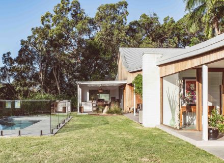 outdoor area pool backyard garden established