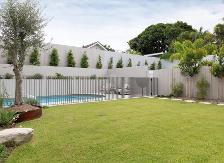 backyard garden established facade