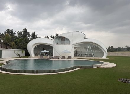 facade garage driveway backyard gardens established pool