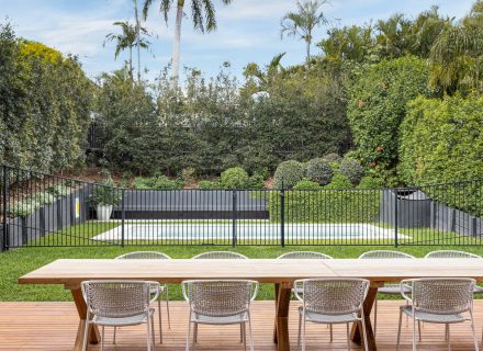 backyard garden established pool