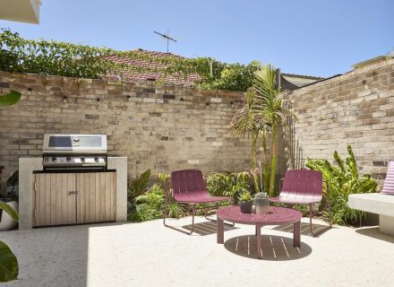 backyard pool garden established