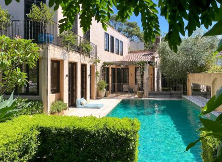 pool garage facade driveway