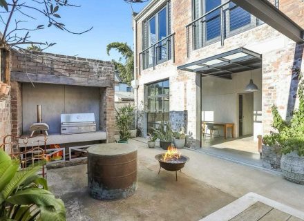 facade garage driveway backyard garden established